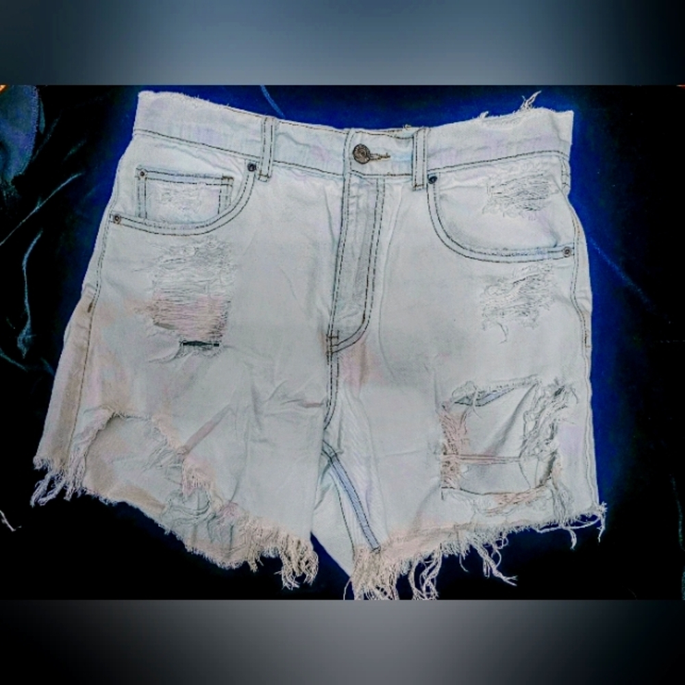 BDG Destroyed Denim Jean Shorts Ultra Light Wash/ White Sz 27 Medium